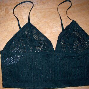 AERIE Dark Green Fancy Lacy Sports Bra -Size S